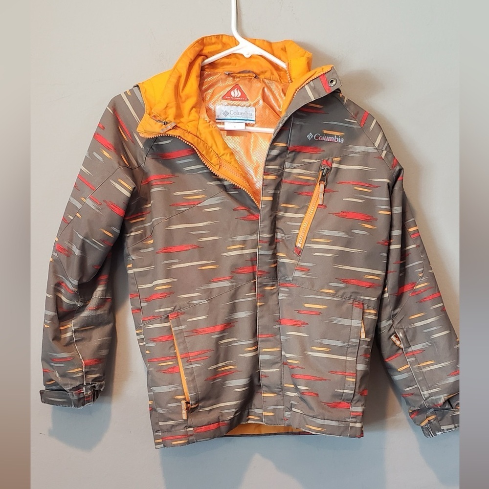 Columbia Kids' Gray and Orange Patterned Puffer Jacket Youth
